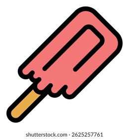 Icono de helado. Esquema de color de icono de Vector de helado plano aislado