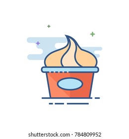 Ice cream icon in outlined flat color style. Vector illustration.