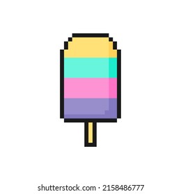 Ice cream icon in pixel art design isolated on white background