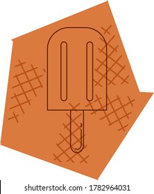 ice cream icon or ice cream popsicle. brown lines and brown background with textures.