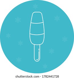 ice cream icon or ice cream popsicle. white lines with blue background