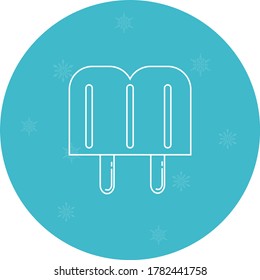 ice cream icon or ice cream popsicle. white lines with blue background