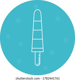 ice cream icon or ice cream popsicle. white lines with blue background