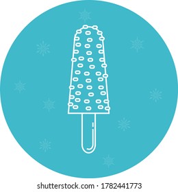 ice cream icon or ice cream popsicle. white lines with blue background