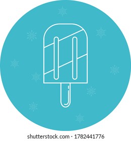 ice cream icon or ice cream popsicle. white lines with blue background