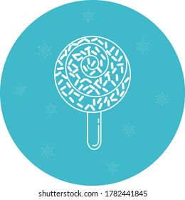 ice cream icon or ice cream popsicle. white lines with blue background