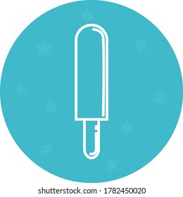 ice cream icon or ice cream popsicle. white lines with blue background
