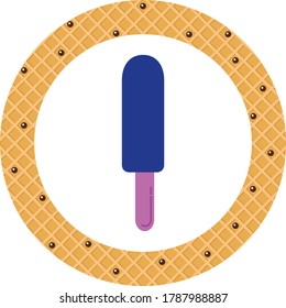 ice cream icon or ice cream popsicle. white background with yellow texture