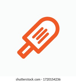 Ice Cream Icon. Presented in Orange Line Art Style.