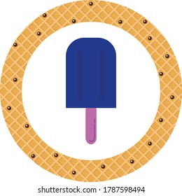 ice cream icon or purple ice cream popsicle. white background with yellow texture