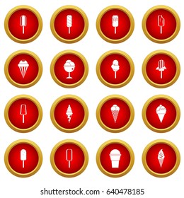 Ice cream icon red circle set isolated on white background