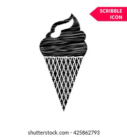 Ice cream icon. Scribble icon for you design.