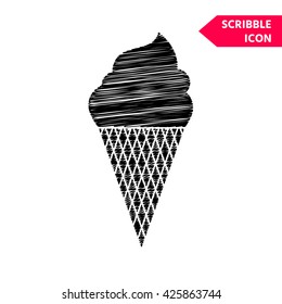 Ice cream icon. Scribble icon for you design.