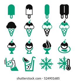 ice, ice cream icon set