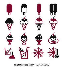 ice, ice cream icon set