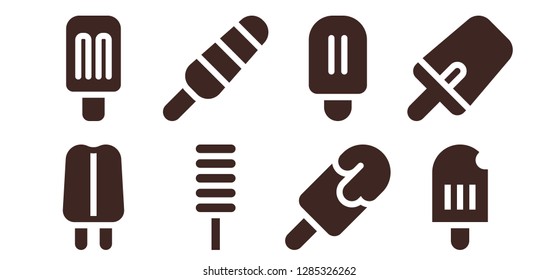  ice cream icon set. 8 filled ice cream icons. Simple modern icons about  - Popsicle