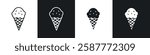 Ice cream icon set black and white colors. Graphic Vector icons pack