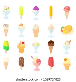 Ice cream icon set. Cartoon set of ice cream vector icons for web design isolated on white background