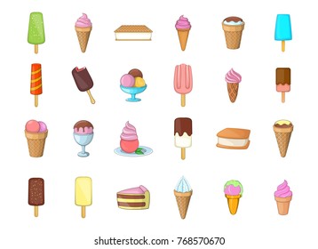 Ice cream icon set. Cartoon set of ice cream vector icons for your web design isolated on white background