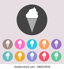 Ice cream icon. Set of colored icons.