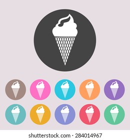 Ice cream icon. Set of colored icons.