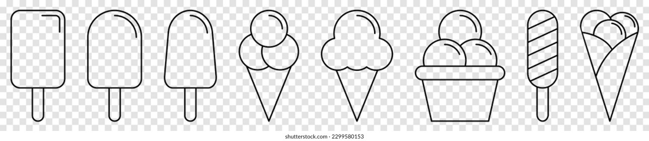 Ice cream icon set. Design can use for web and mobile app. Vector illustration isolated on transparent background