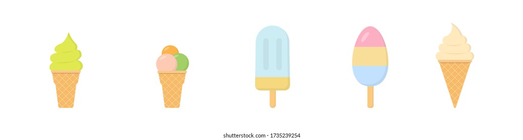 Ice cream icon set flat style