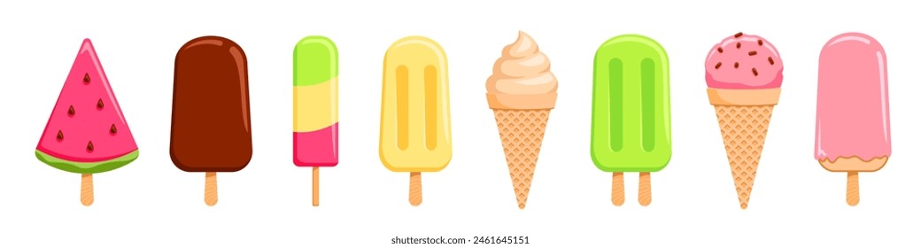 Ice cream icon set. Ice cream icon. Flat style.