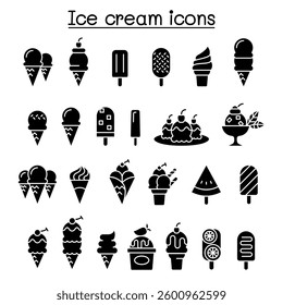 Ice cream icon set in glyph style