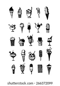 Ice cream icon set hand drawing