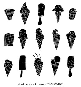 Ice cream icon set hand drawing. Vector illustration