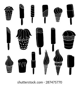 Ice cream icon set hand drawing. Vector illustration
