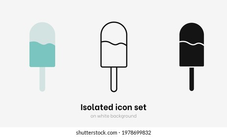 Ice cream icon set. Icecream vector illustration collection isolated on white background for summer food, beach and sweets. Icecream on stick, frozen cartoon milk. Summer sweet food for chill