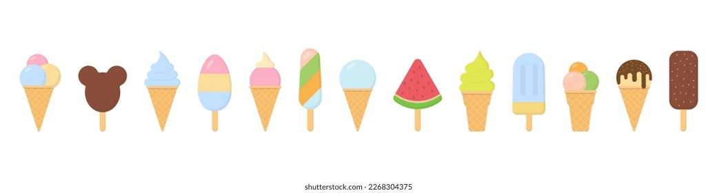 Ice cream icon set menu. Summer food