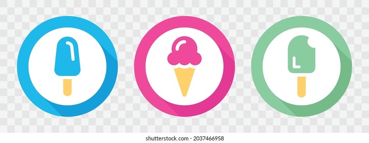 Ice cream icon set on transparent background.