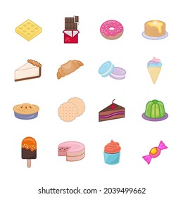 Ice cream icon set. Pictogram for web. Line stroke. Isolated on white background. Vector eps10