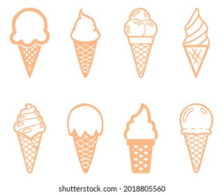 Ice cream icon set for for product promotion and illustration. Ice cream collection