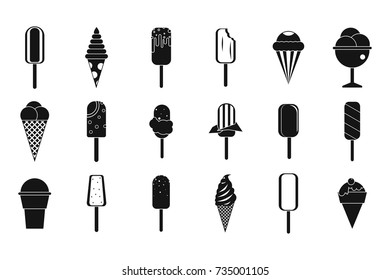Ice cream icon set. Simple set of ice cream vector icons for web design isolated on white background