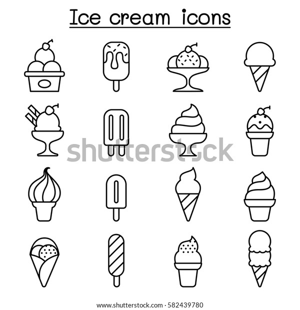 Ice cream icon set in\
thin line style
