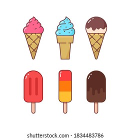 Ice cream icon set. Vector Illustration