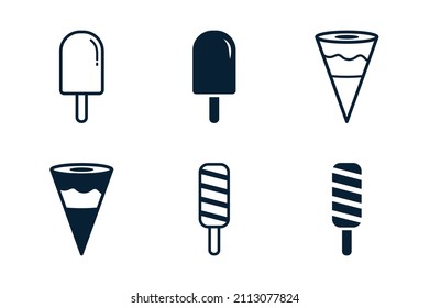 ice cream icon set vector design template in white background