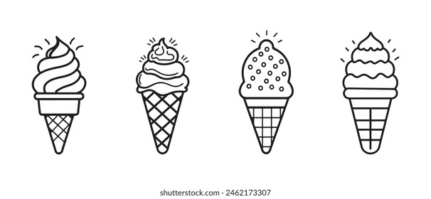 Ice Cream Icon Set - Vector Illustrations Isolated On White Background