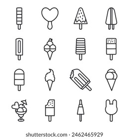 Conjunto de iconos de helado Ilustración vectorial
