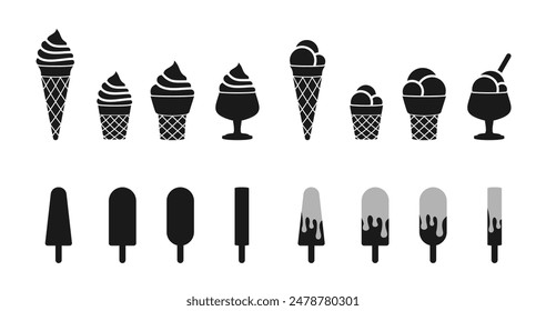 ice cream icon set vector illustration isolated on white background.