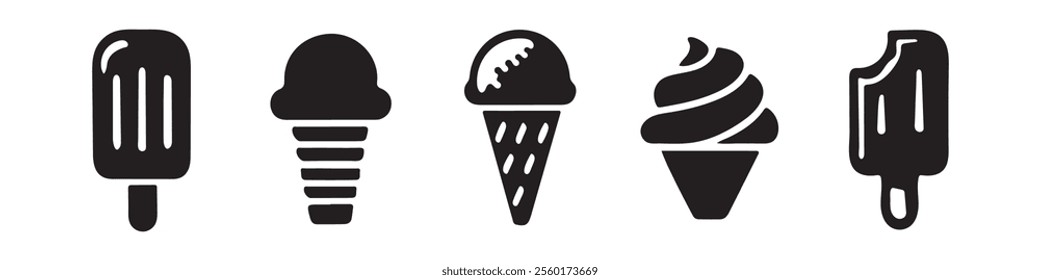 Ice cream icon set vector art illustration isolated on white background.