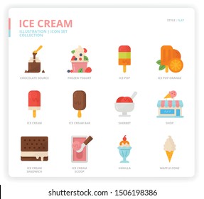 Ice cream icon set for web design, book, magazine, poster, ads, app, etc.