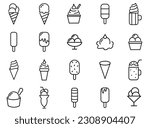 ice cream icon set in white background. line icons of ice cream vector