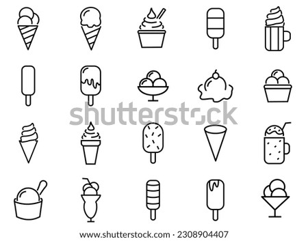 ice cream icon set in white background. line icons of ice cream vector