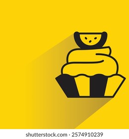 ice cream icon with shadow on yellow background