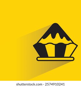 ice cream icon with shadow on yellow background